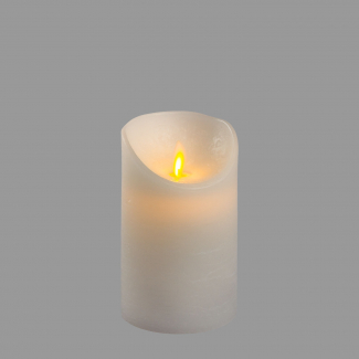 Candela "Rustic" in cera Bianca con led, a batteria, diametro 7.5 cm, uso interno