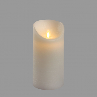 Candela "Rustic" in cera Bianca con led, a batteria, diametro 7.5 cm, uso interno