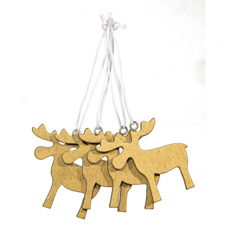 Pick a forma di renna oro, 4.5x5 cm, confezione da 4 pezzi