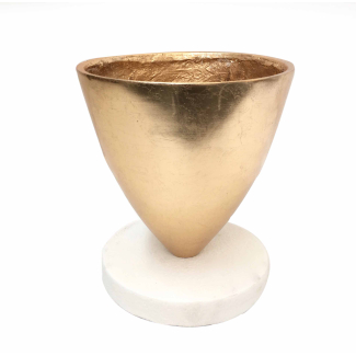 Coppa bombata oro con base tonda bianca, varie misure