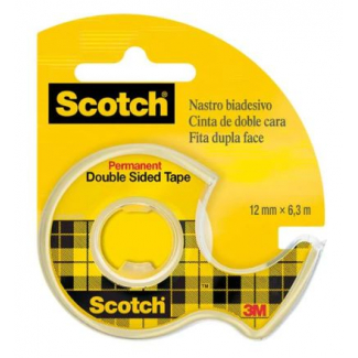 Nastro biadesivo Scotch 136/D con chiocciola, 12mm x 6.3 metri