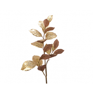 Ramo di foglie oro con glitter, altezza 92 cm