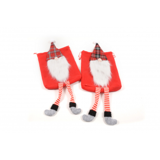 Sacco Babbo Natale "Gambelunghe" in tessuto, 28x78 cm, soggetti assortiti