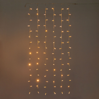 Tenda di luci 96 MaxiLed, prolungabile, filo trasparente per uso interno ed esterno, larghezza 1 metro, altezza 2 metri (trasformatore non incluso)
