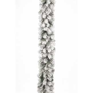 Festone di pino verde innevato, lunghezza 270 cm, diametro 25 cm