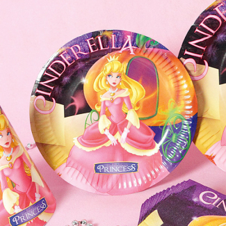 Piatto in cartoncino fantasia "Principesse", diametro 18cm, confezione da 10 pezzi