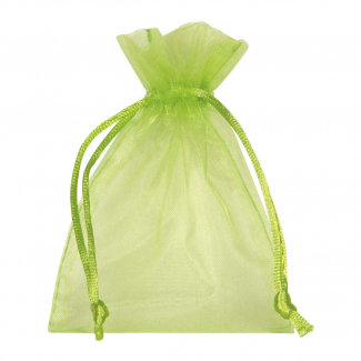 Sacchetto in organza verde chiaro con tirante, confezione da 10 pezzi