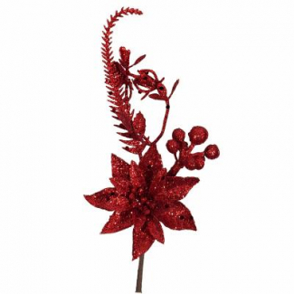 Pick stella di Natale glitter rosso, lunghezza 22 cm, confezione da 6 pezzi