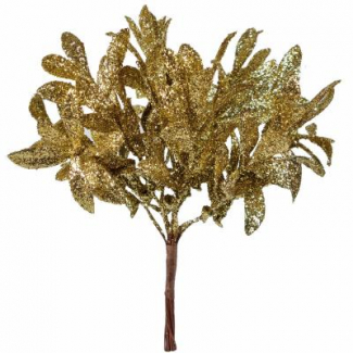 Pick natalizio vischio glitter oro, altezza 18 cm, confezione da 40 pezzi