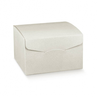 Scatola "Segreto" automontante base quadrata  in cartone bianco perlato, vari formati