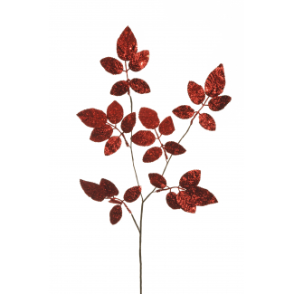 Ramo con foglie glitterate, altezza 69 cm