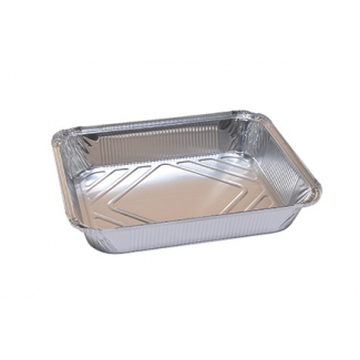 Vaschetta alluminio da 8 porzioni, base rettangolare, con predisposizione chiusura coperchio cartoncino alluminato