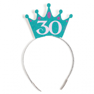 Coroncina glitter decoro "18-30-40-50-60 anni", 10cm