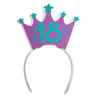 Coroncina glitter decoro "18-30-40-50-60 anni", 10cm