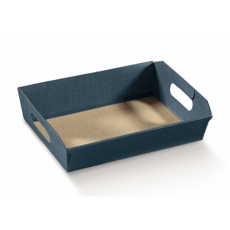 Scatola cesto in cartone blu effetto tessuto, cartone da 30 pezzi, vari formati