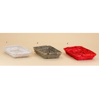 Cesto rettangolare in vimini grigio, formato 33.5x49.5 cm, altezza 10 cm