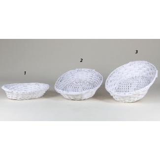 Cesto ovale in vimini bianco formato 39x56 cm, altezza 9 cm