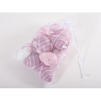 Uovo decorato, con diverse tonalità ,formato 4x6 cm, con sacchetto, confezione da 12 pezzi