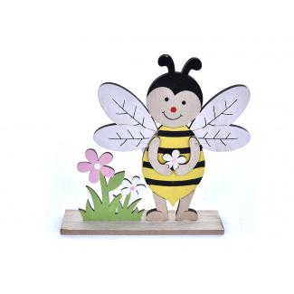 Ape in legno con fiori, altezza 18 cm