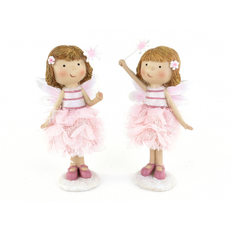 Fata di bosco con abito rosa, 2 soggetti assortiti, altezza 15.5 cm