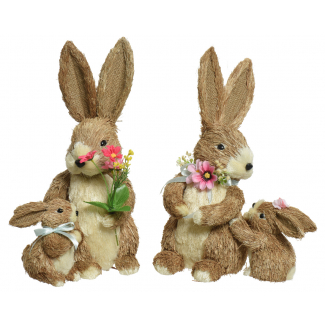 Coniglio con cucciolo, soggetti assortiti, altezza 37 cm