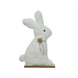 Coniglio con manto bianco, base legno, varie altezze