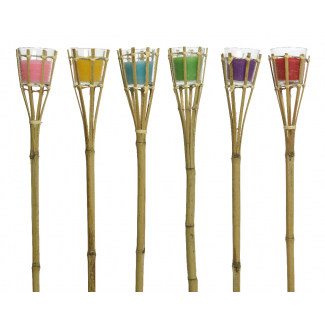 Torcia da giardino con candela alla citronella, colori assortiti, altezza 1 metro