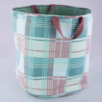 Borsa decorata in tessuto con manici, diametro 40 cm, altezza 40 cm, varie fantasie