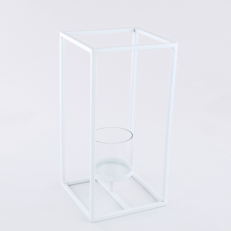 Portacandela in vetro con struttura in metallo, vari colori