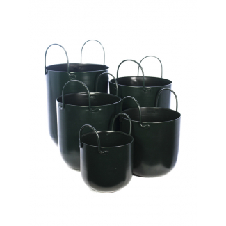 Vaso cache-pot in metallo verde scuro, varie misure