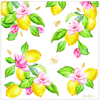 Tovagliolo carta 3 veli 33x33 cm, fantasia "Lemony", confezione da 16 pezzi