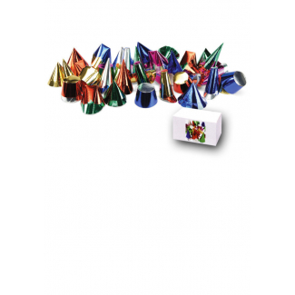 Mini cappellino metallizzato multicolor, fantasie assortite, confezione da 100 pezzi