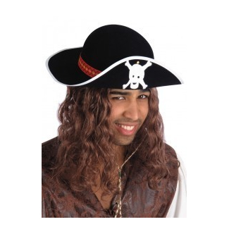 Cappello da pirata nero bifloccato