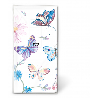 Fazzoletto con fondo bianco e farfalle, confezione da 10 pezzi