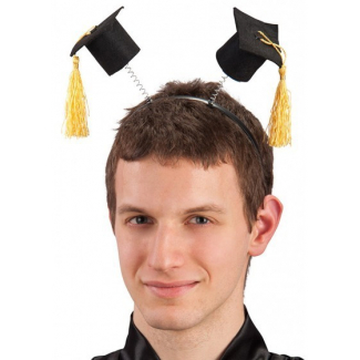 Cerchietto "Laureato" con cappellini neri e nappa giallo