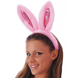 Cerchietto "Coniglietta" rosa in peluche con lustrini