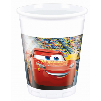 Bicchiere in plastica fantasia "Cars", confezione da 8 pezzi