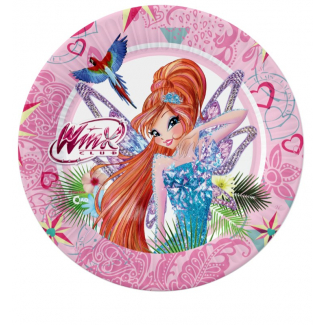 Piatto in cartoncino fantasia "Winx", diametro 20 cm, confezione da 8 pezzi