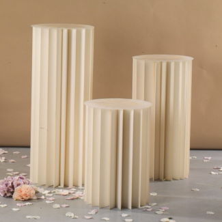 Colonna in carta origami bianca con ripiano, diametro 30 cm