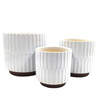 Vaso in ceramica lucida e base terracotta