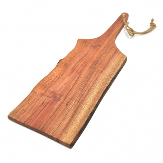 Tagliere in legno naturale con manico e corda, formato 17x55 cm