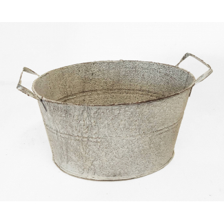 Vaschetta ovale in ferro grigio formato 20x26 cm, altezza 14 cm