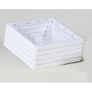 Cassetta in legno quadrata bianca