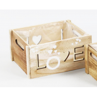 Cassetta in legno naturale "Love"