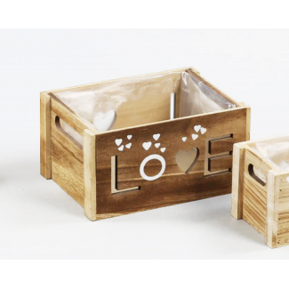 Cassetta in legno naturale "Love"