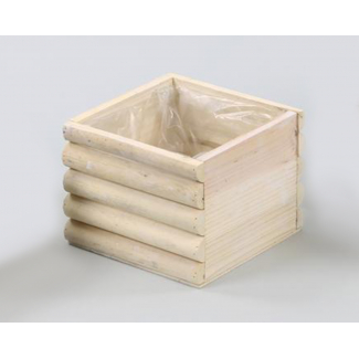 Porta vaso quadrato in legno naturale sbiancato