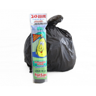 Sacco pattumiera nero in rotolo 46 litri, 55x70cm, confezione da 20 pezzi