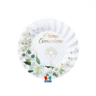 Piatto in cartoncino fantasia "Prima Comunione Lily", confezione da 8 pezzi