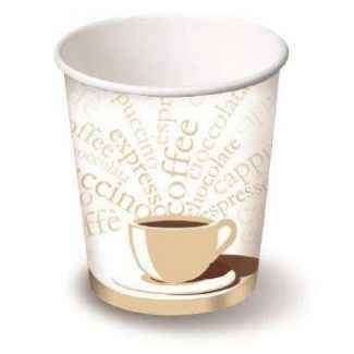 Bicchiere in cartoncino per bevande calde e fredde con grafica generica "Coffee White"