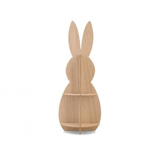 Espositore a forma di coniglio in legno, diametro 30.5 cm, altezza 80 cm